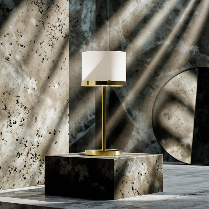 Pöytävalaisin Marcel messinki/valkoinen