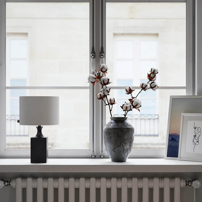 Pöytävalaisin Woody matala musta/valkoinen