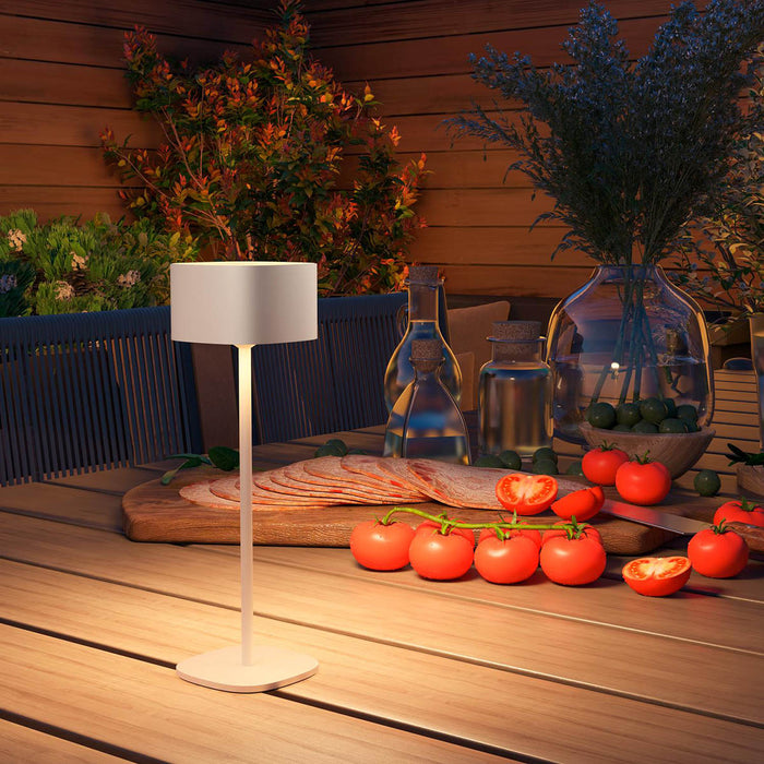 Terassivalaisin Serino valkoinen ladattava