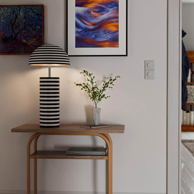 Pöytävalaisin Stripe musta/valkoinen