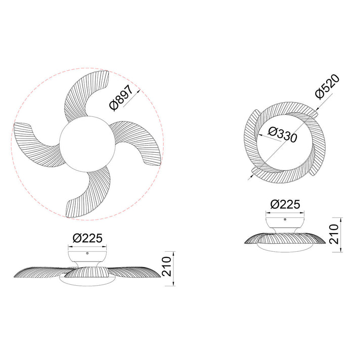 Tuuletinvalaisin Aloha puu/valkoinen