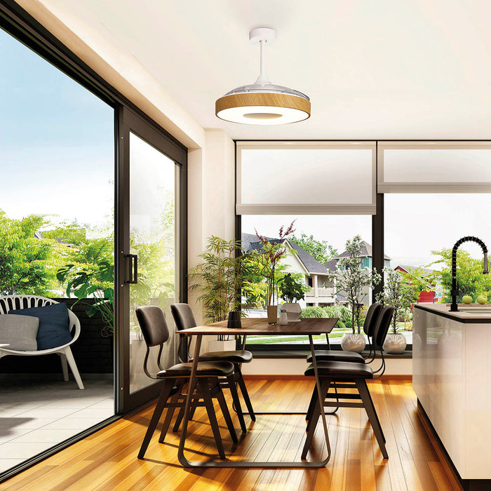 Tuuletinvalaisin Coin puu/valkoinen