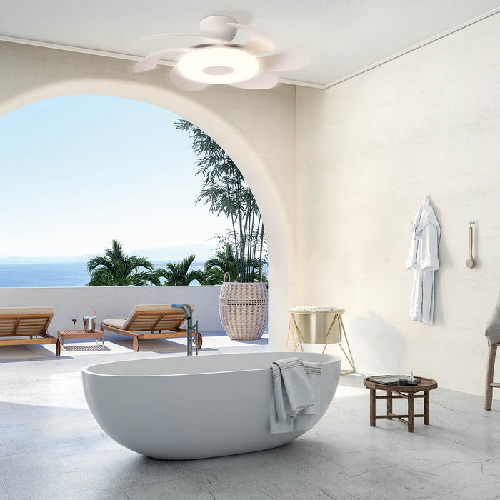 Tuuletinvalaisin Flower valkoinen